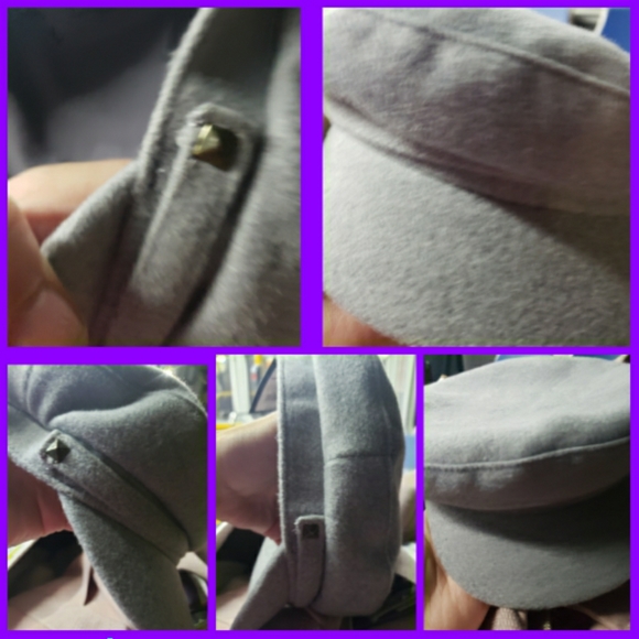 NEW Pageboy Visor Hat By Art Class Square Studs on Band Grey Fannel Warm & Cool - Picture 2 of 3